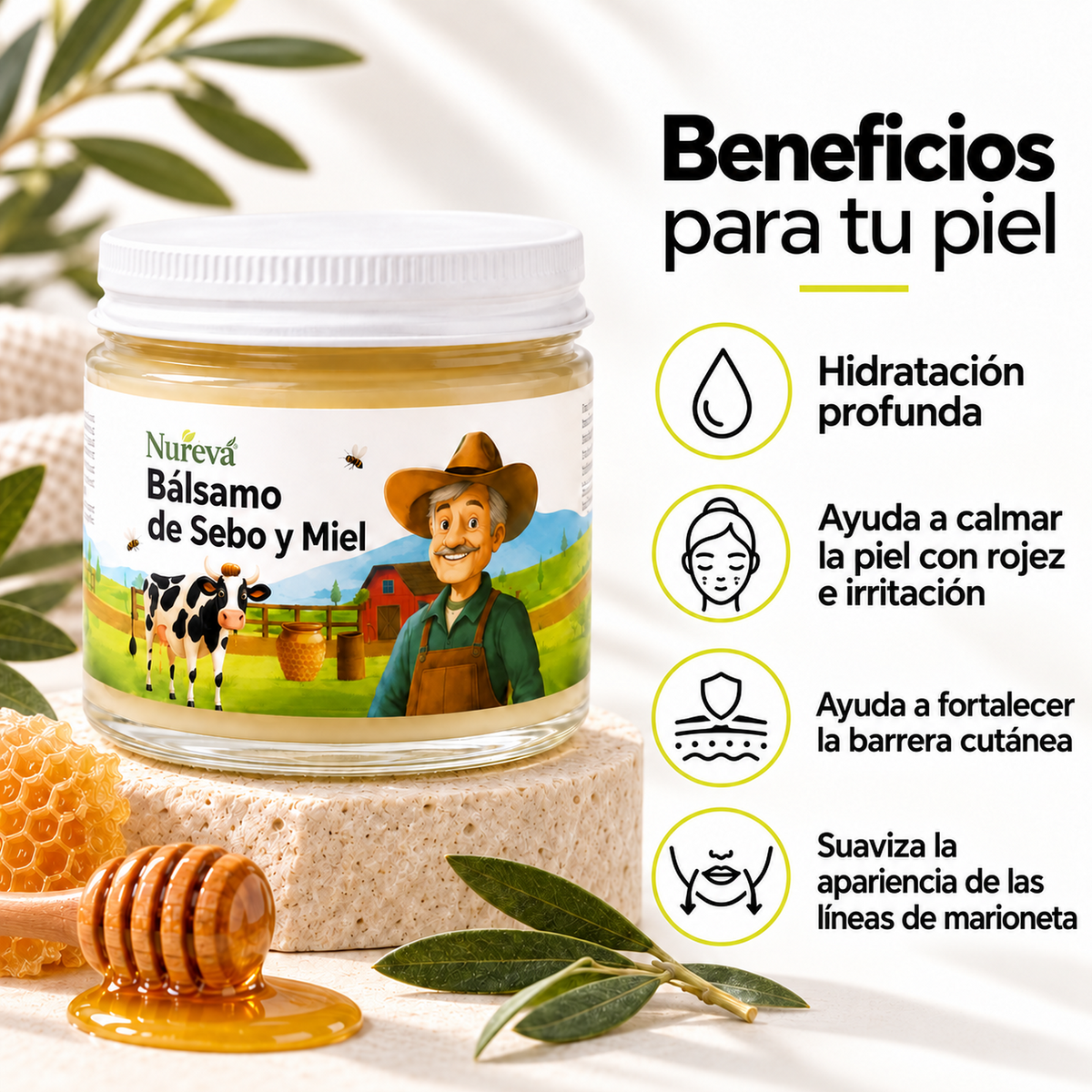 Balsamo de Sebo y Miel — Hidratacion Facial y Corporal Natural